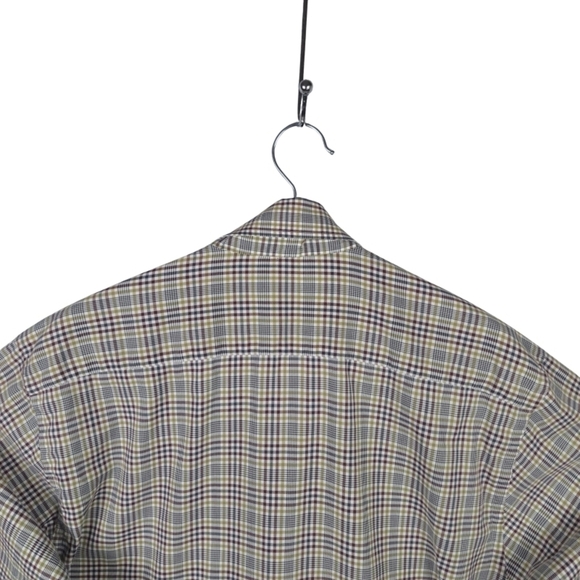 Lorenzini Italy Men's L Green Red Blue Check Long Sleeve Button Down Shirt - Picture 6 of 10